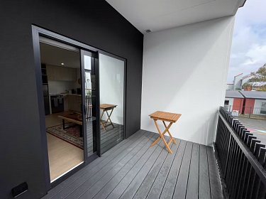 Stylish 1 Bedroom AirBnB Apartment In Christchurch Outside Deck View.