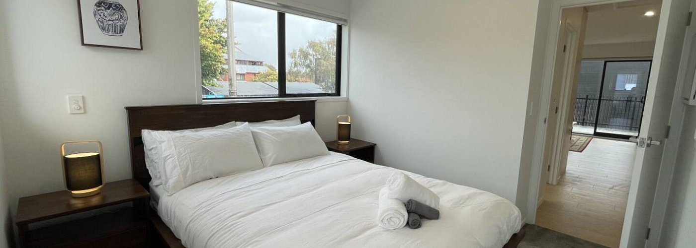 Stylish 1 Bedroom AirBnB Apartment In Christchurch Bedroom View.